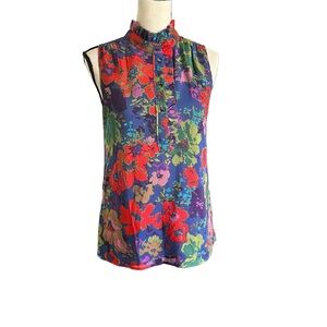 J Crew Sleeveless Floral Ruffled neckline Blouse. Size 4